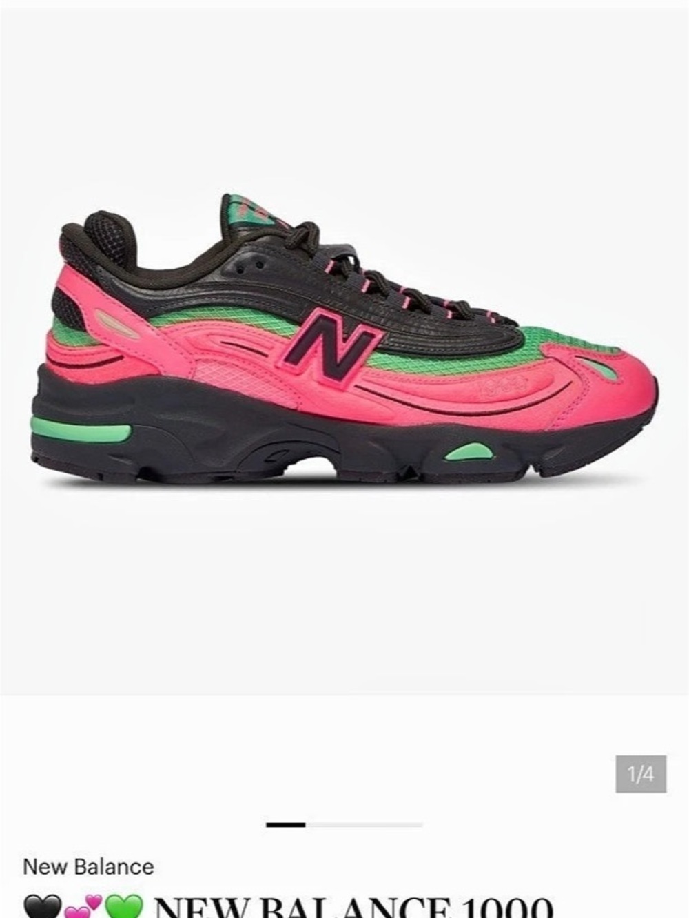 NWT & BOX New Balance 1000 Real Pink Sandstone Sneakers Pink & Black